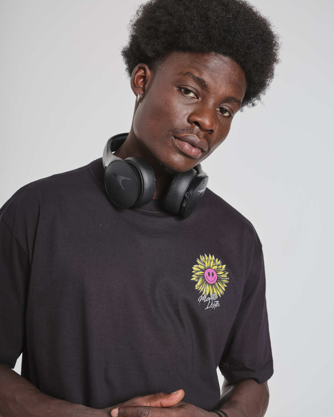 T-Shirt Oversized Printed Good Life - Black