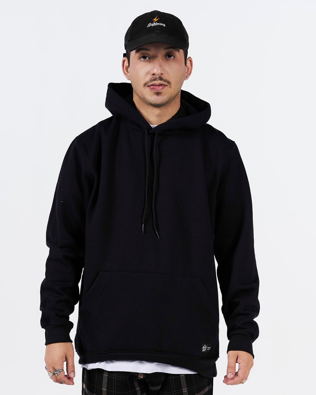 Sweatshirt Kangaroo Hooded - Black Plain