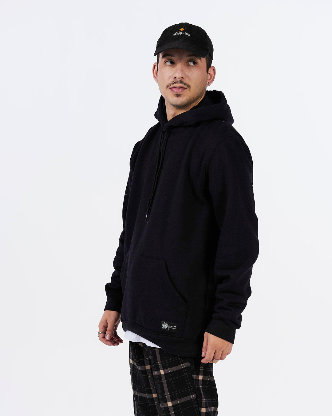 Sweatshirt Kangaroo Hooded - Black Plain