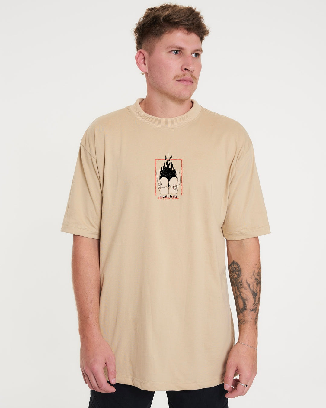 T-Shirt Oversized Printed Sense - Sand
