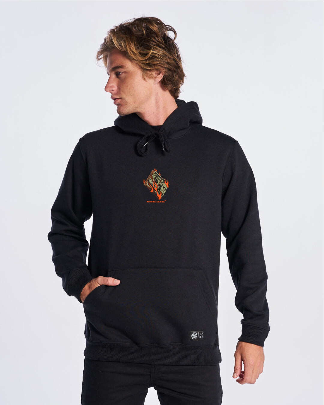 Sweatshirt Kangaroo Hooded - Fire Money Black
