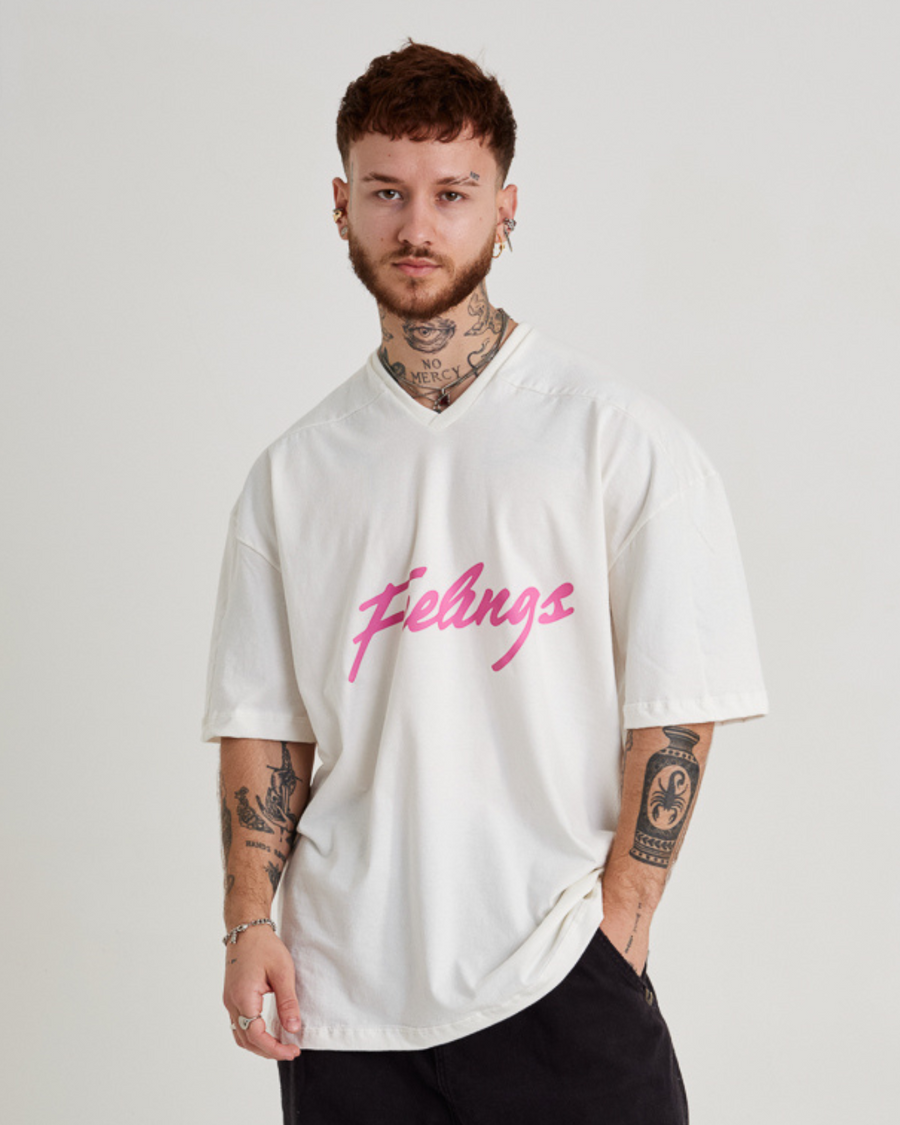 Oversized Jersey T-Shirt - Feelings Off White