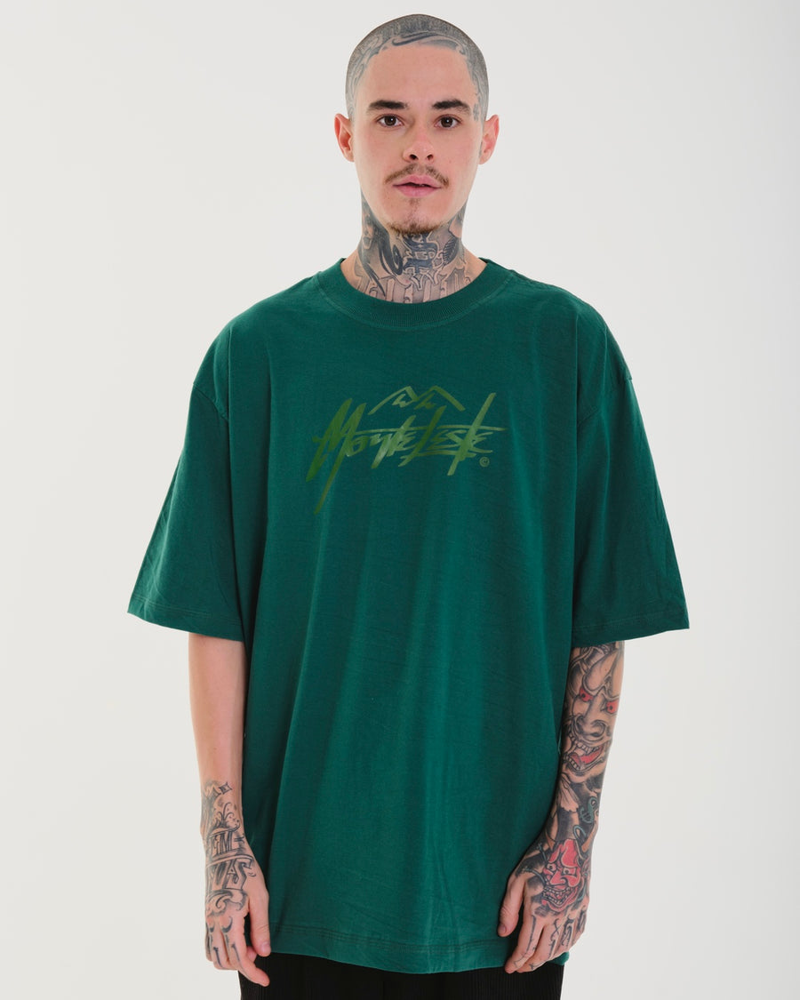 T-Shirt Oversized Printed Mountain - Green