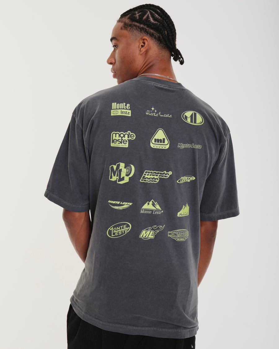 T-Shirt Oversized Printed Run - Gray Washed