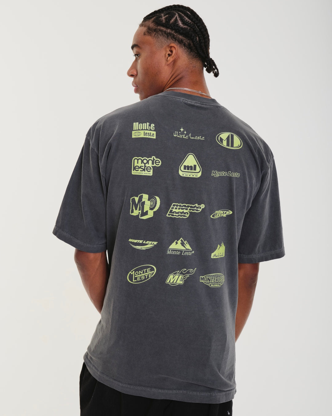T-Shirt Oversized Printed Run - Gray Washed