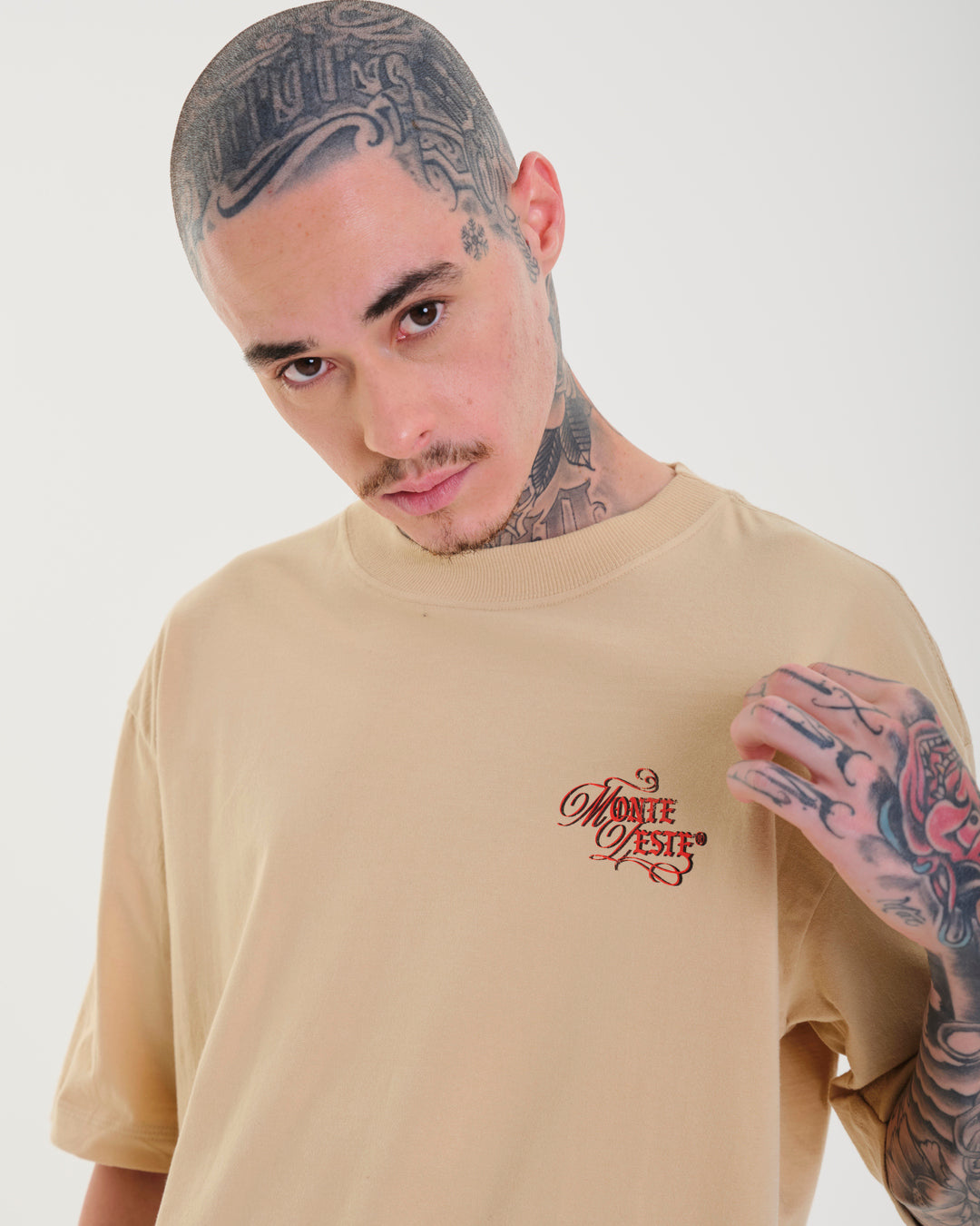 T-Shirt Oversized Printed Face - Sand