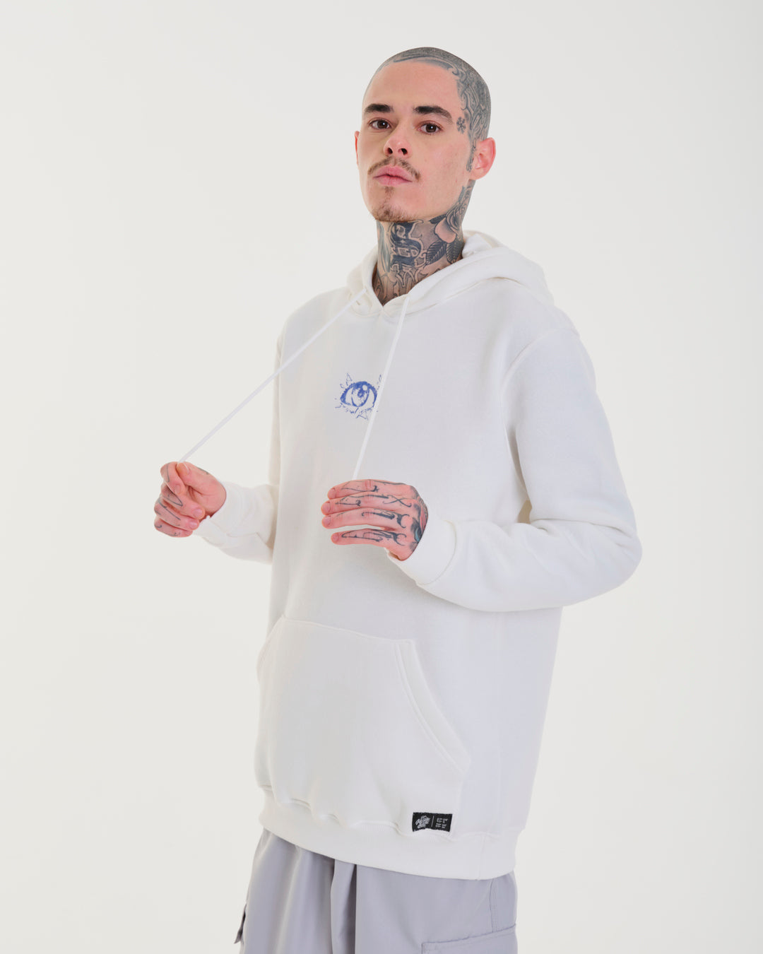 Sweatshirt Kangaroo Hooded - Eyes Off White