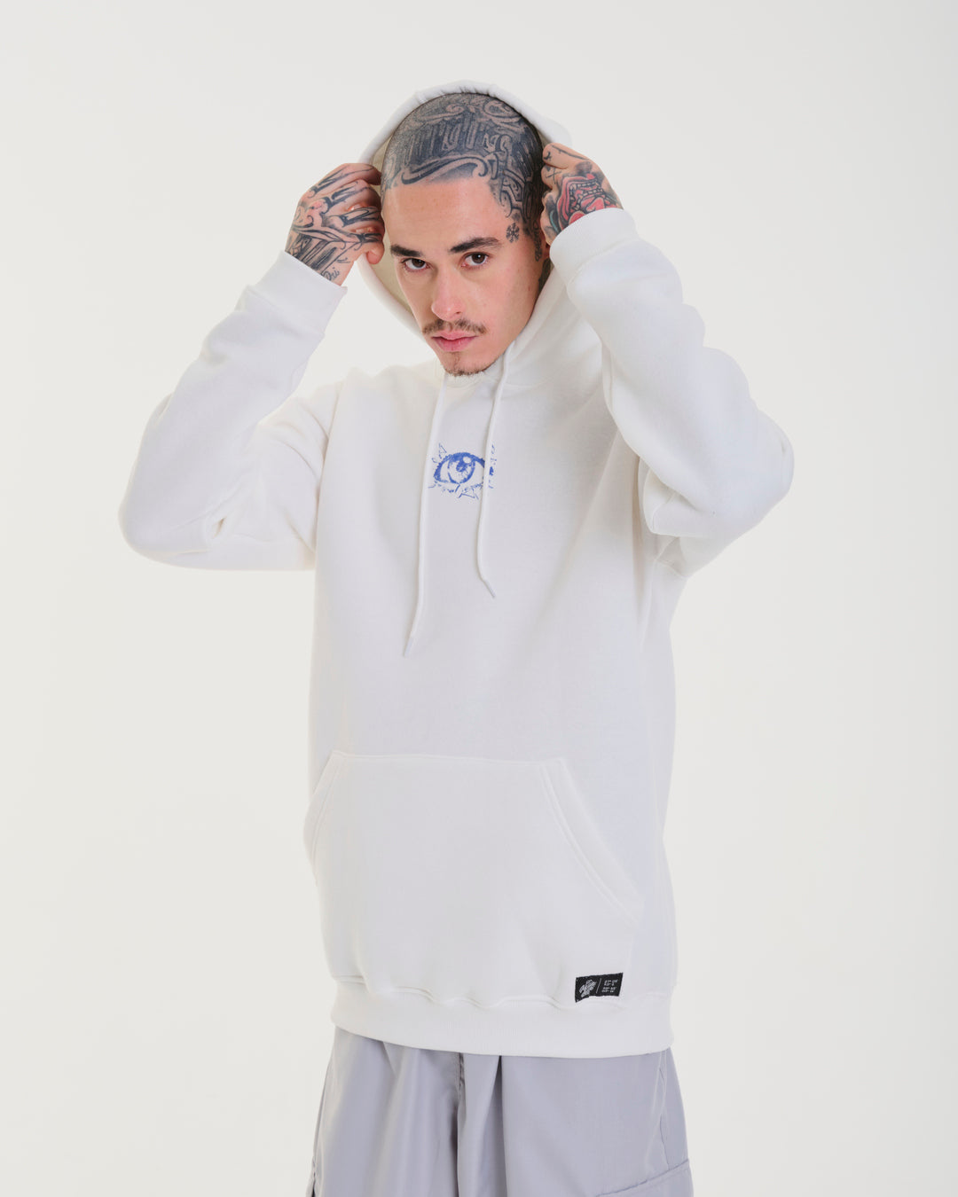 Sweatshirt Kangaroo Hooded - Eyes Off White