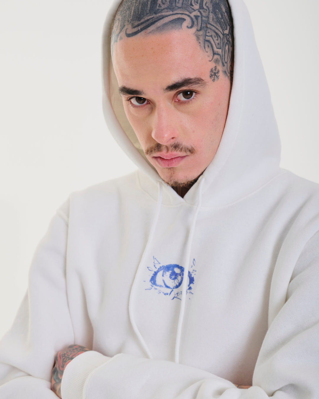 Sweatshirt Kangaroo Hooded - Eyes Off White