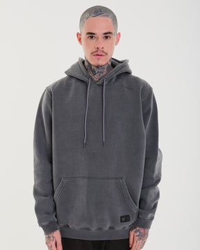 Sweatshirt Kangaroo Hooded - Washed Grey Plain