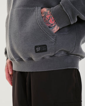 Sweatshirt Kangaroo Hooded - Washed Grey Plain