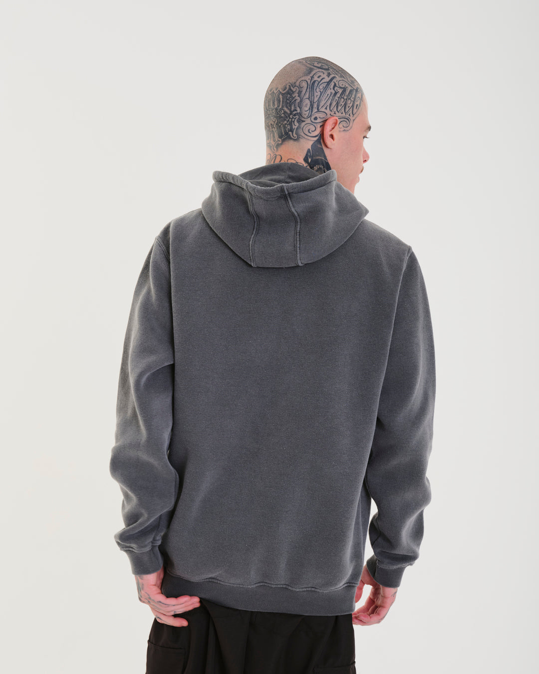 Sweatshirt Kangaroo Hooded - Washed Grey Plain