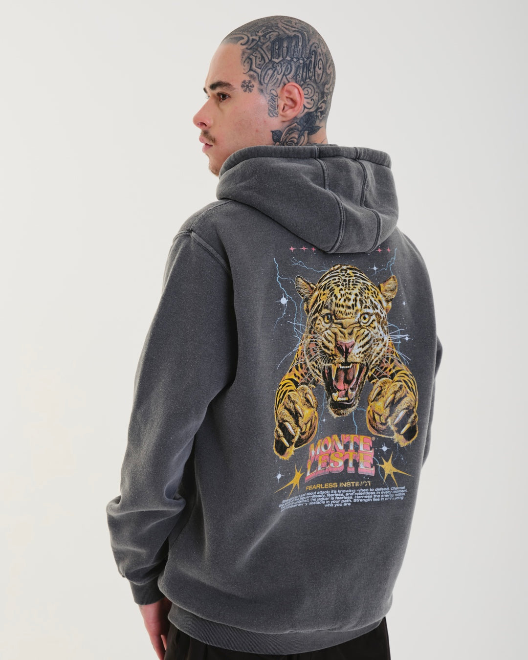 Sweatshirt Kangaroo Hooded - Fearless Washed Grey