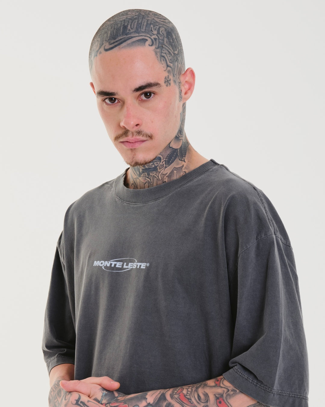 T-Shirt Oversized Printed Infinite - Gray Washed