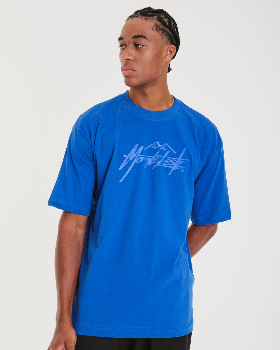 T-Shirt Oversized Printed Mountain - Royal Blue
