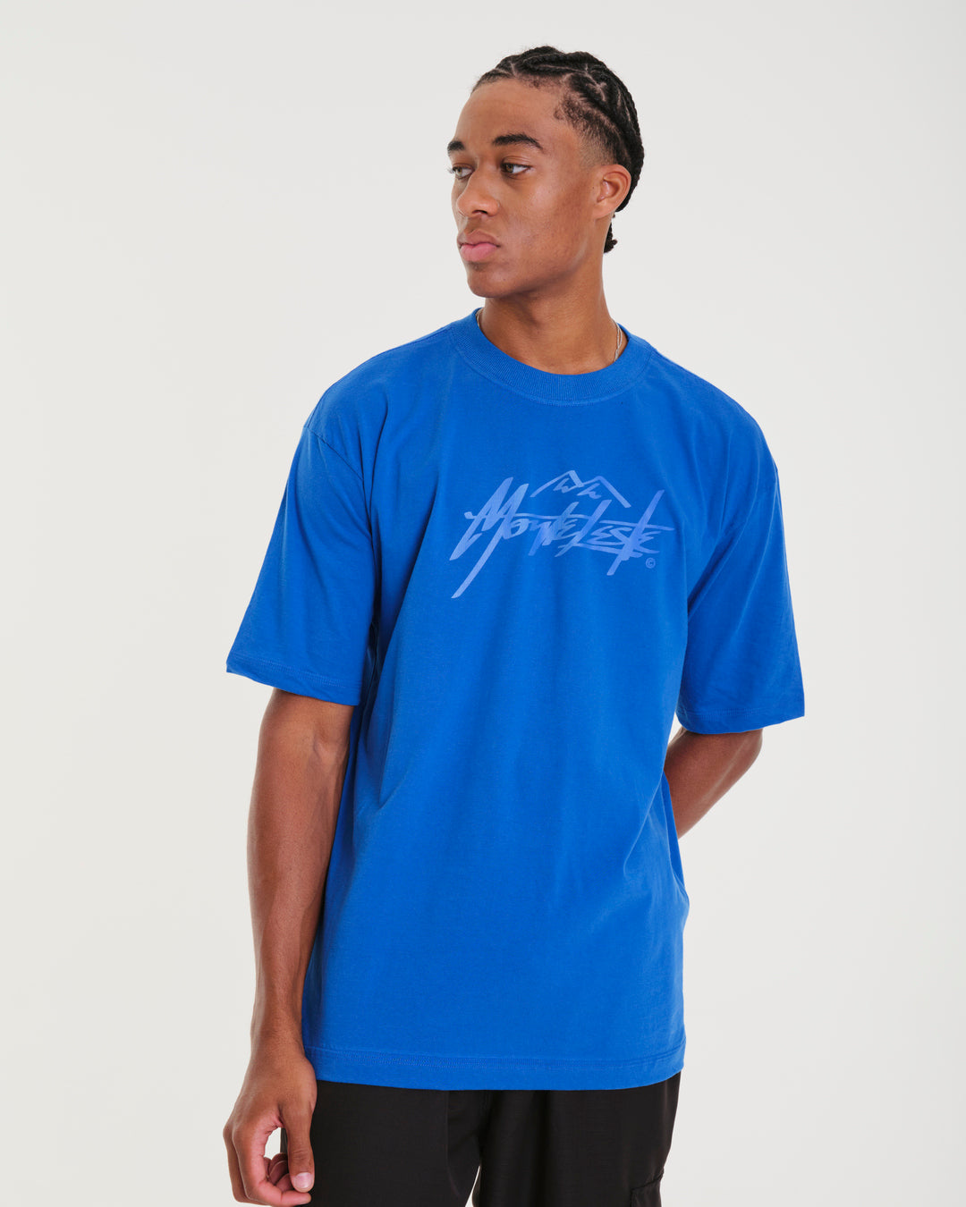 T-Shirt Oversized Printed Mountain - Royal Blue