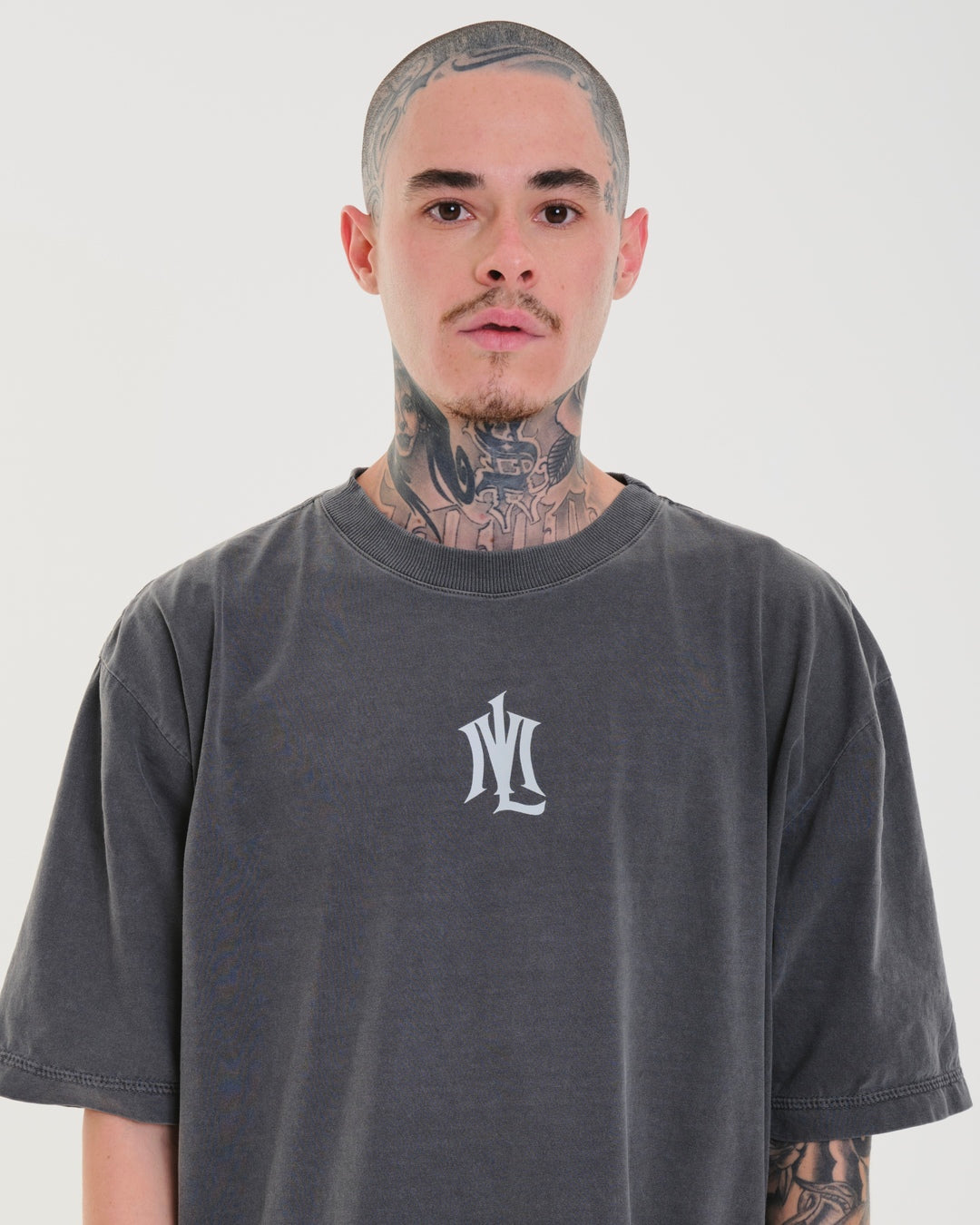 T-Shirt Oversized Printed ML - Gray Washed
