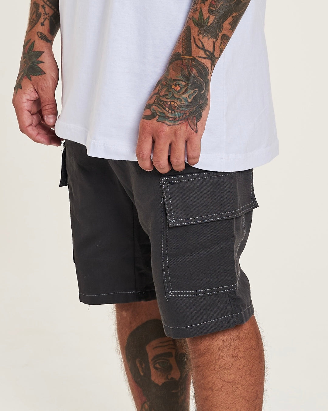 Cargo Twill Shorts - Gray