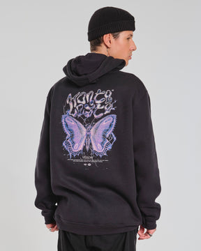 Sweatshirt Kangaroo Hooded - Butterfly Black