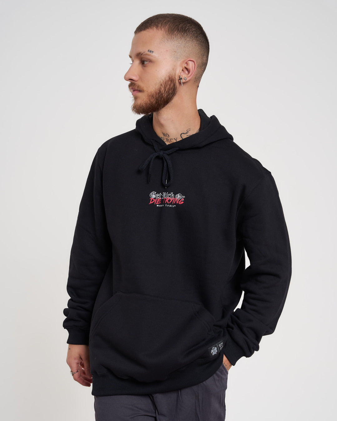 Hooded Kangaroo Sweatshirt - Get Rich Black