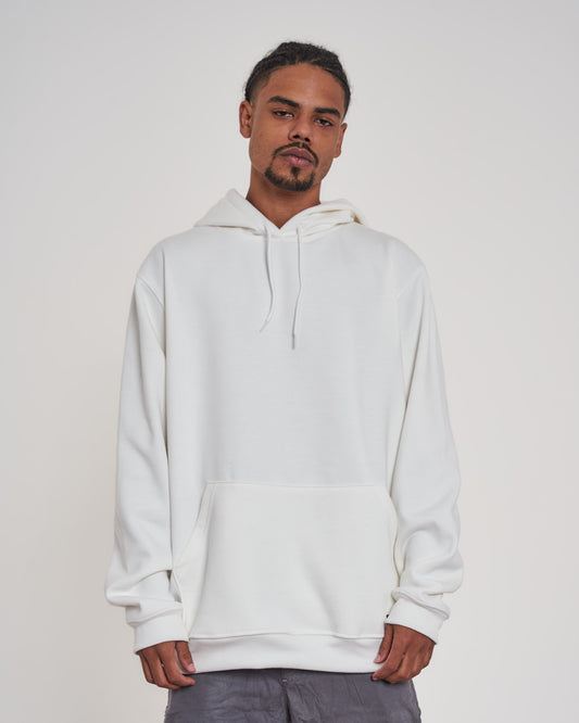 Hooded Kangaroo Sweatshirt - Plain Off White