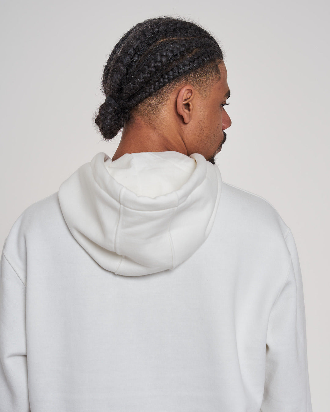 Hooded Kangaroo Sweatshirt - Plain Off White