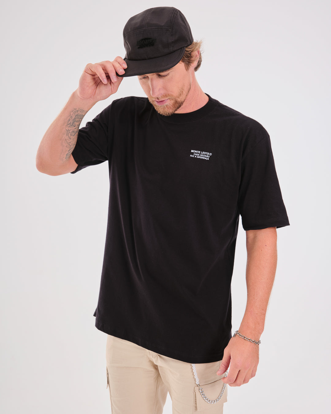 T-Shirt Oversized Printed Caminho - Black