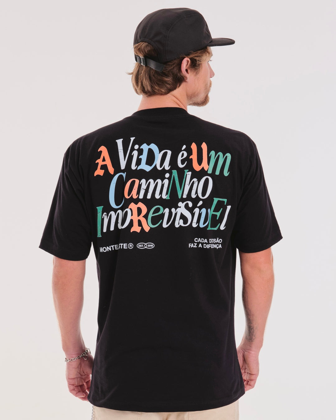T-Shirt Oversized Printed Caminho - Black