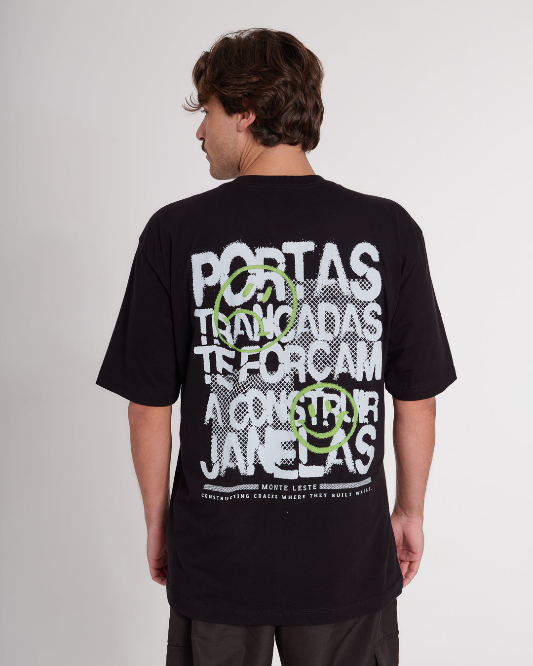 T-Shirt Oversized Printed Portas - Black