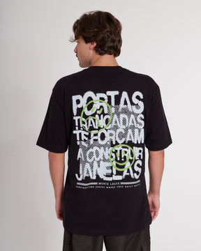 T-Shirt Oversized Printed Portas - Black