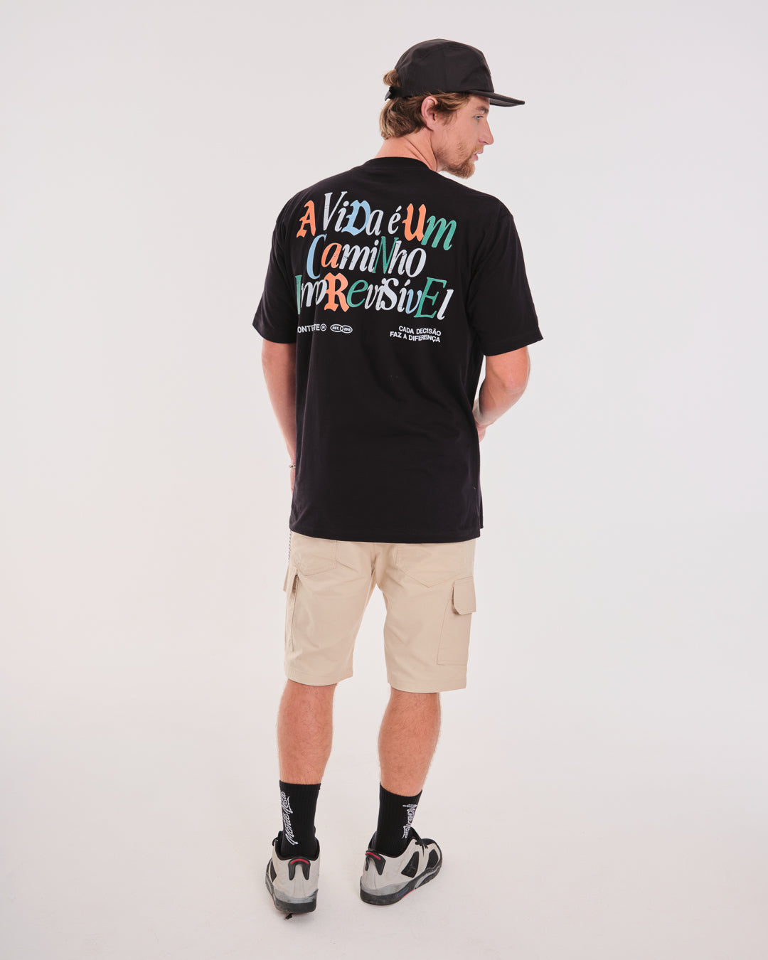 T-Shirt Oversized Printed Caminho - Black