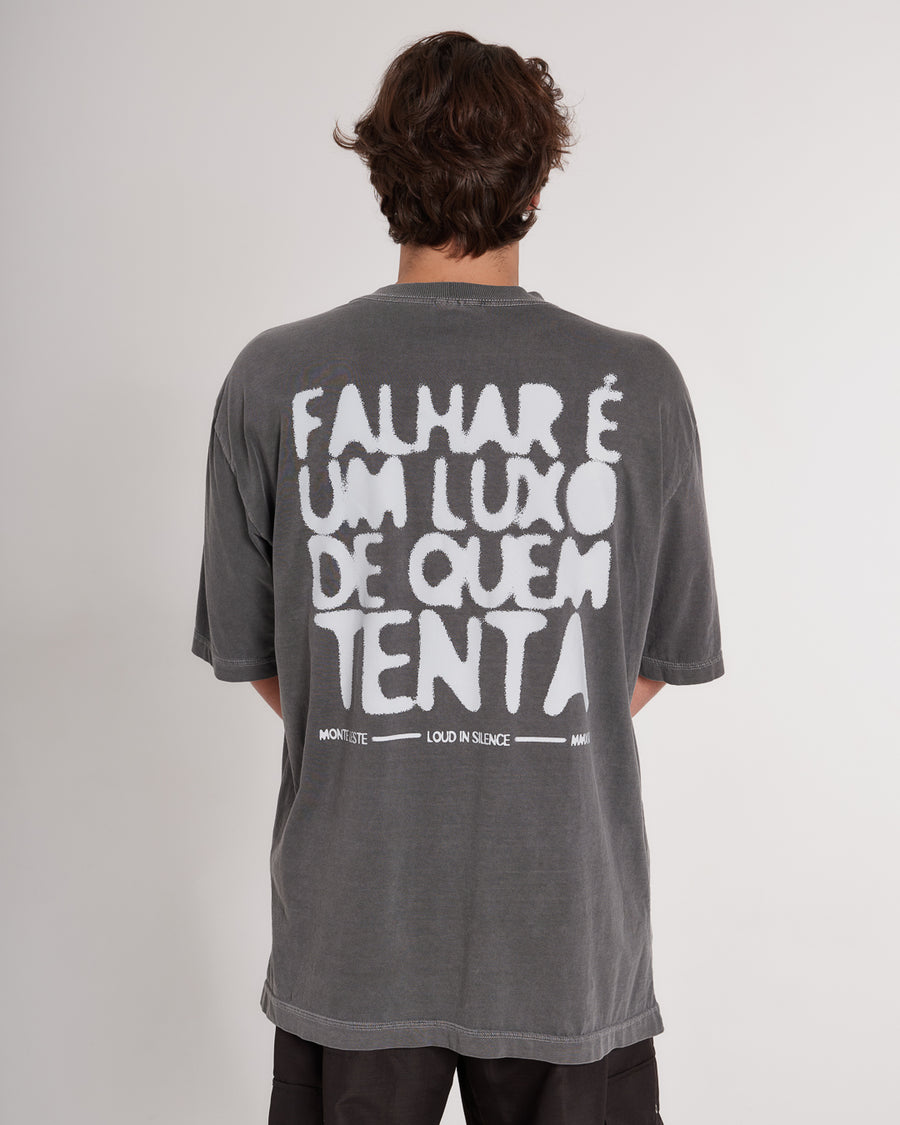 T-Shirt Oversized Printed Tenta - Gray Washed