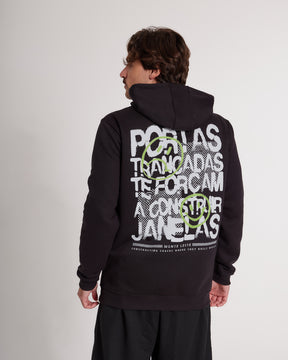 Sweatshirt Kangaroo Hooded - Portas Black