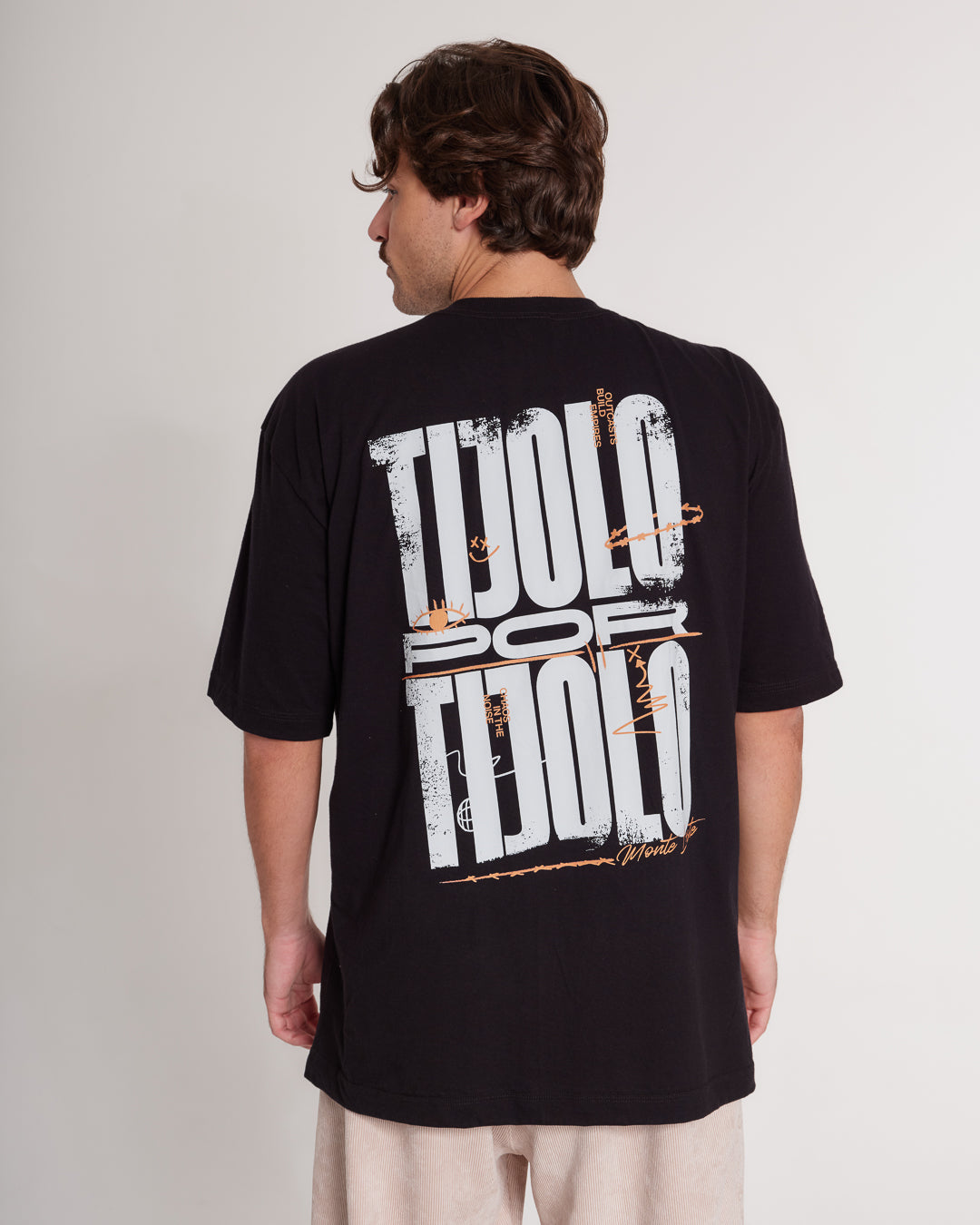 T-Shirt Oversized Printed Tijolo - Black