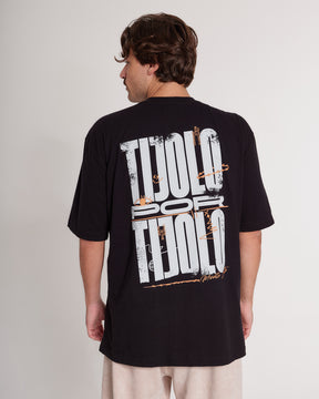 T-Shirt Oversized Printed Tijolo - Black