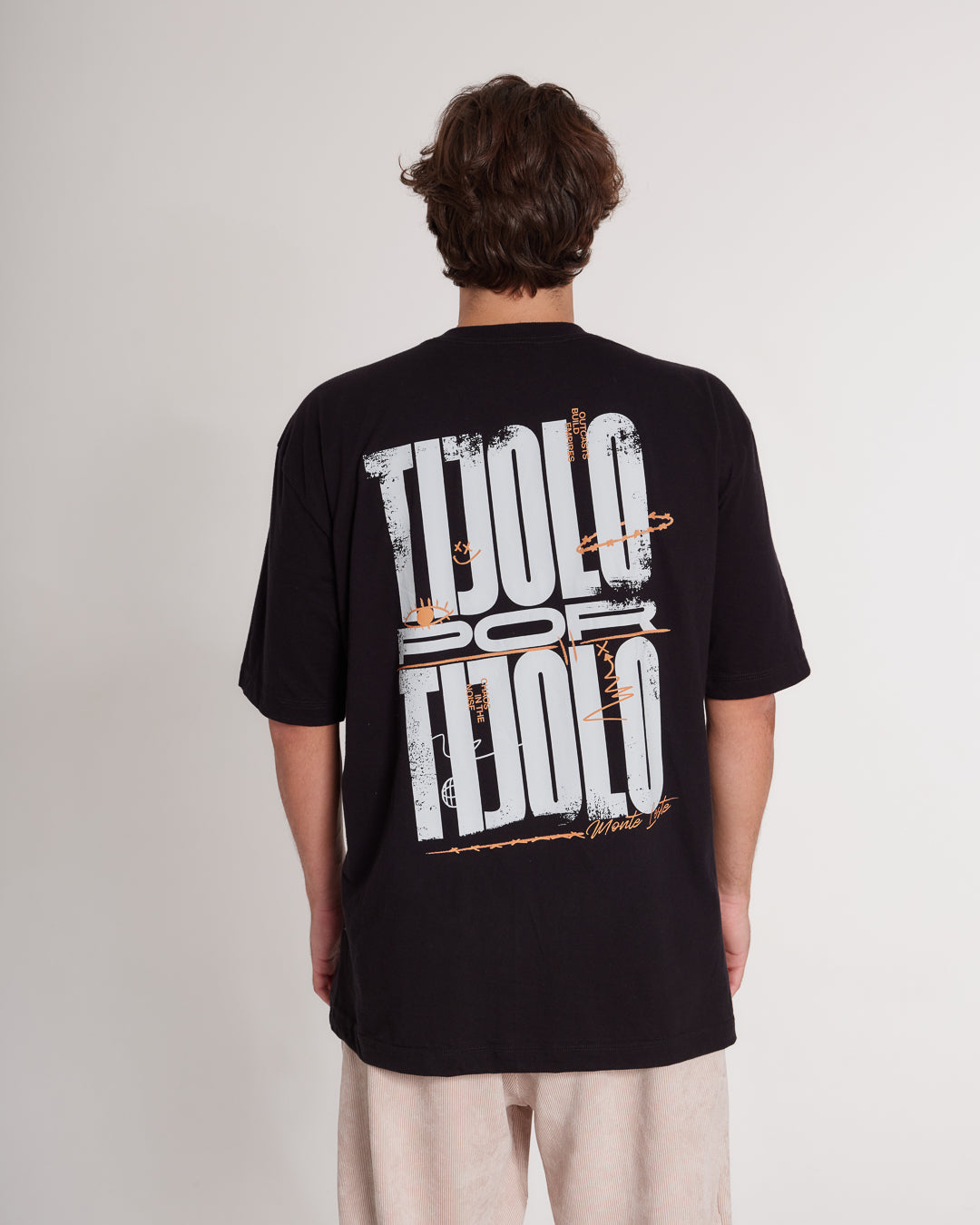 T-Shirt Oversized Printed Tijolo - Black