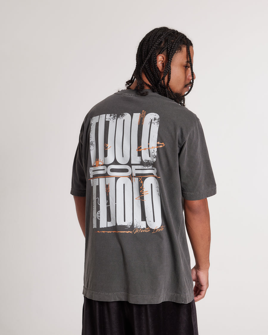 T-Shirt Oversized Printed Tijolo - Gray Washed