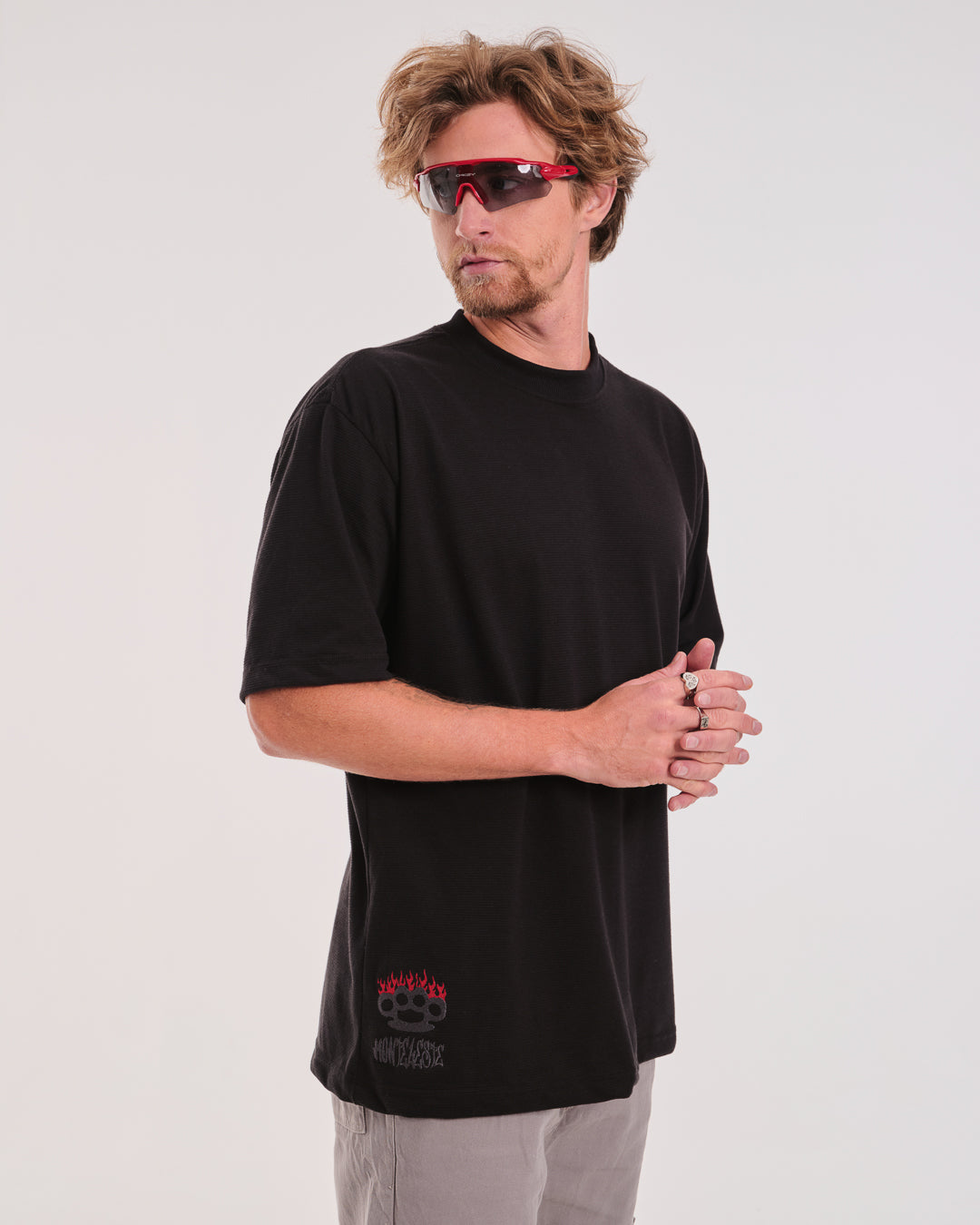 T-Shirt Oversized Printed Live - Black