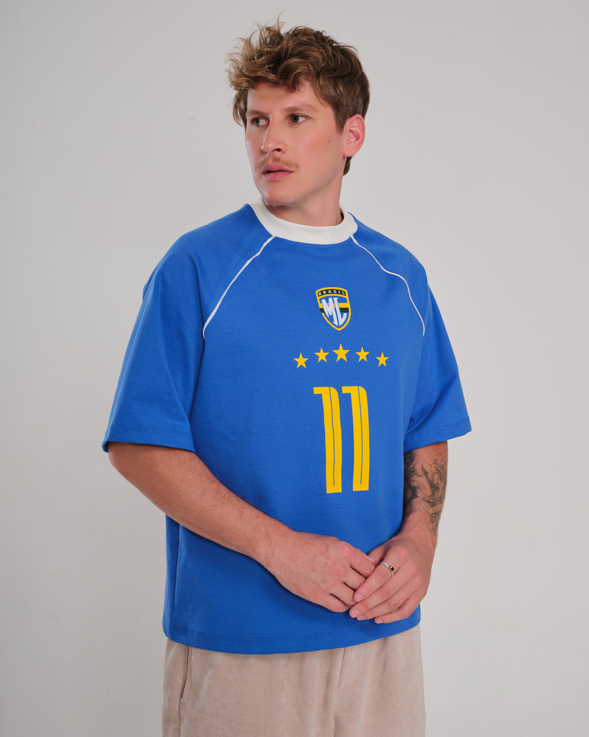 Oversized Raglan T-Shirt Printed Capitão - Blue Royal