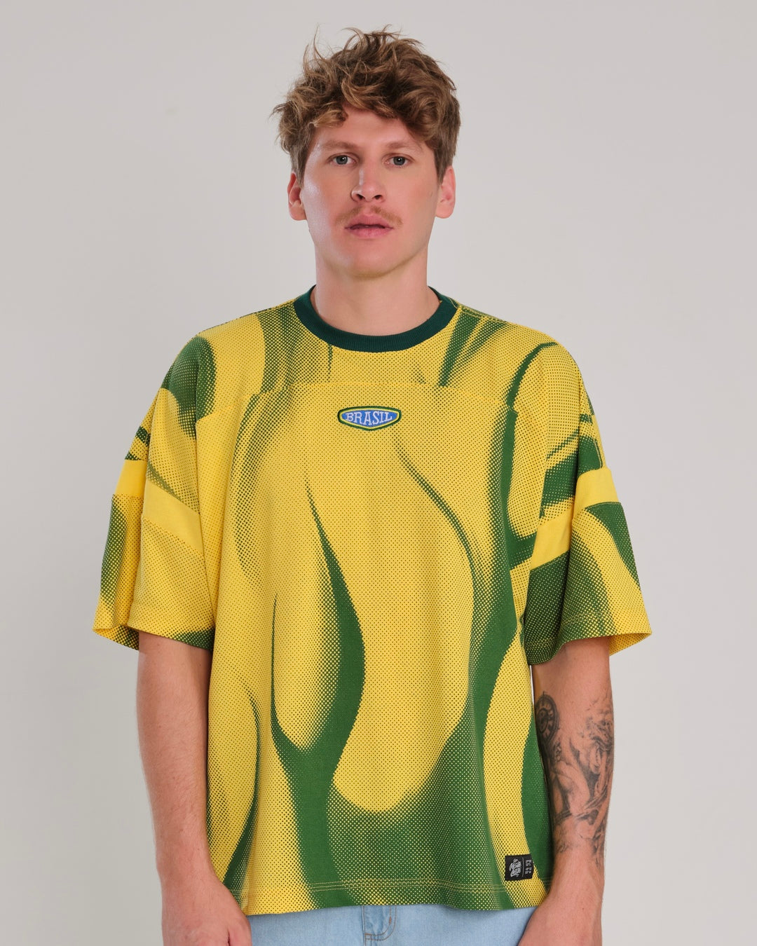 Oversized Sleeve T-Shirt Printed Artilheiro - Yellow