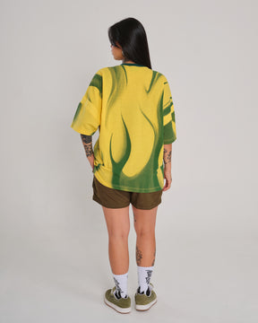 Oversized Sleeve T-Shirt Printed Artilheiro - Yellow