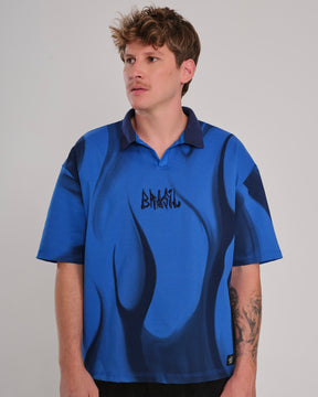 Polo Shirt Oversized Printed Penta - Blue Royal