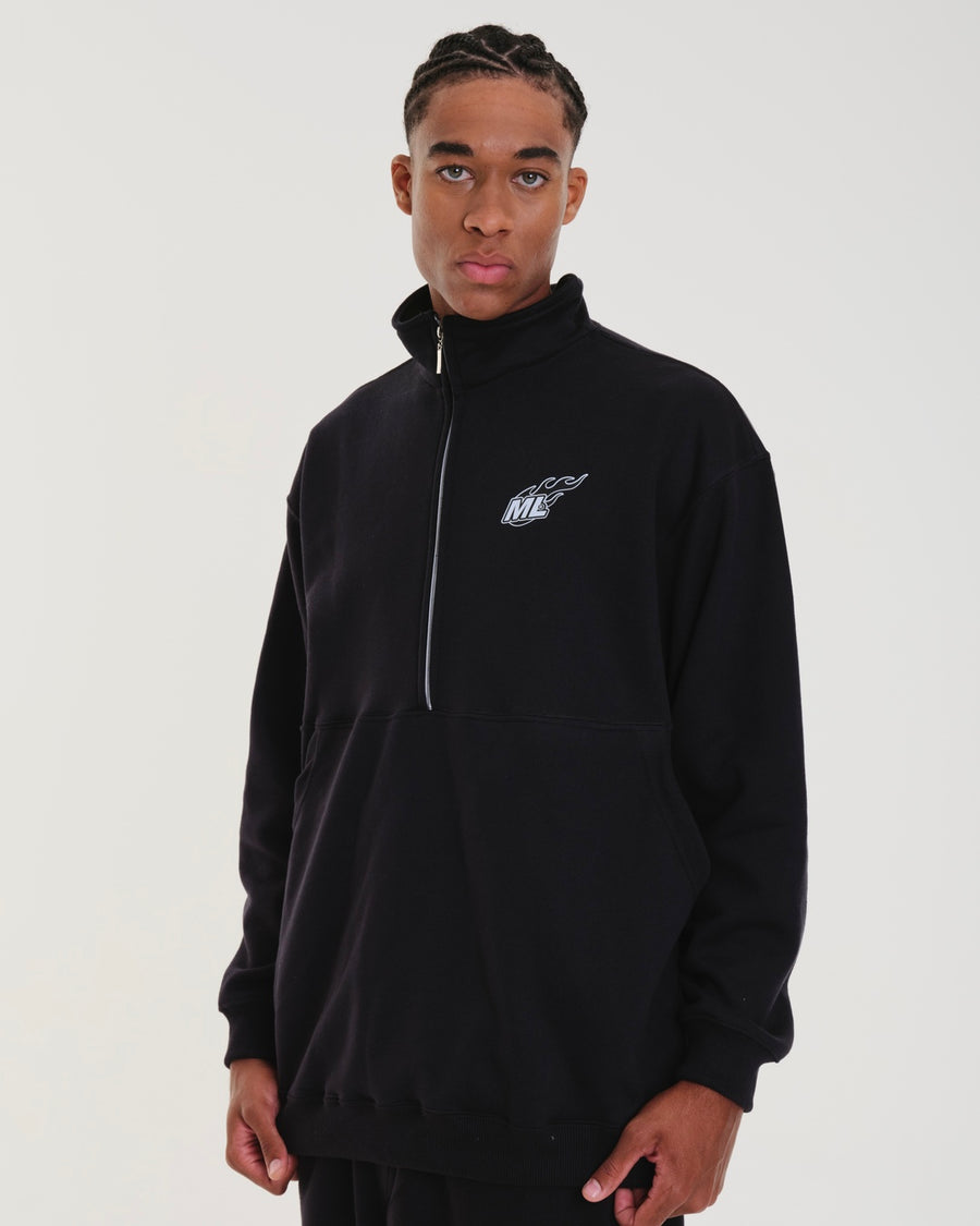 High Collar Sweatshirt - Fuego Black