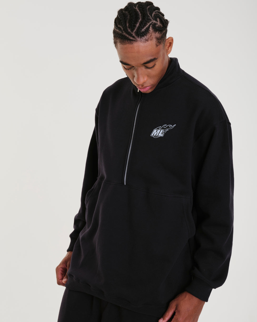 High Collar Sweatshirt - Fuego Black