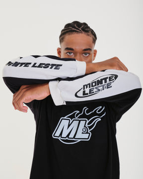 Oversized Long Sleeve Jersey T-Shirt - BR Black
