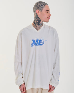 Oversized Long Sleeve Jersey T-Shirt - Hydro Off White
