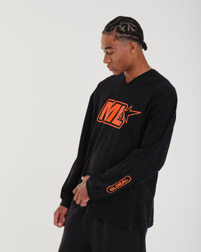 Oversized Long Sleeve Jersey T-Shirt - Global Black