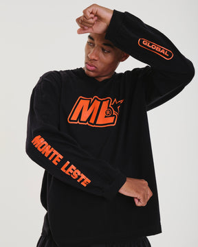 Oversized Long Sleeve Jersey T-Shirt - Global Black