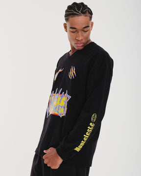Oversized Long Sleeve Jersey T-Shirt - Flat Black