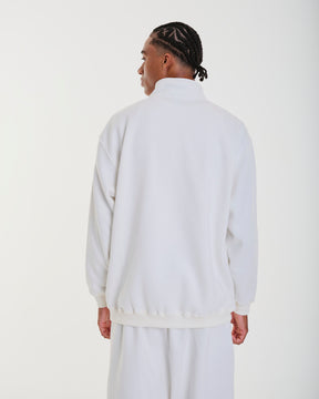High Collar Sweatshirt - Plain Off White